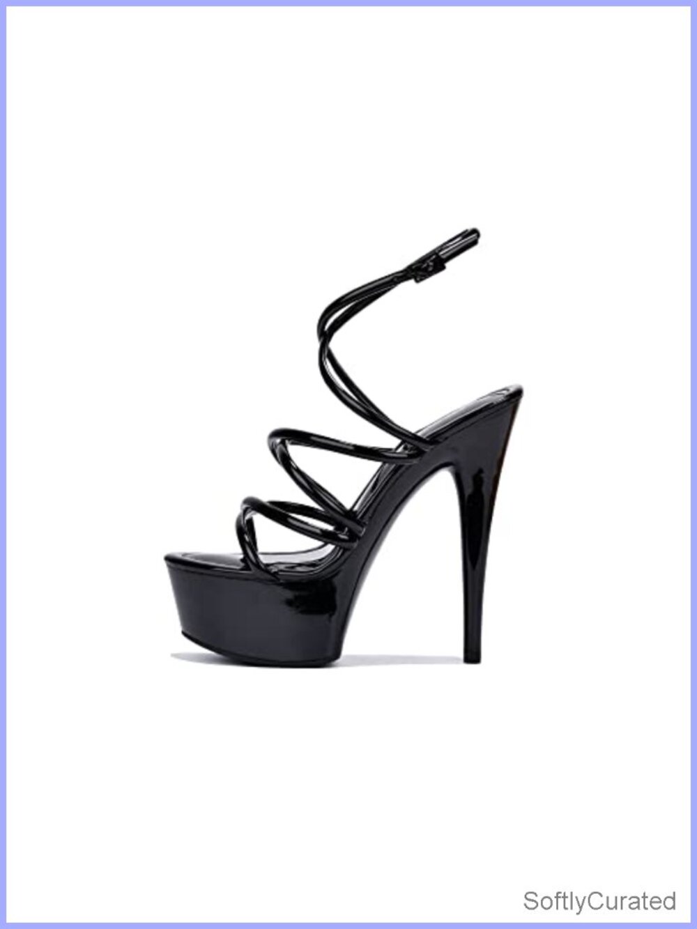 Women's Platform Stiletto Heels Strappy Open Round Toe Ankle Strap High Heels